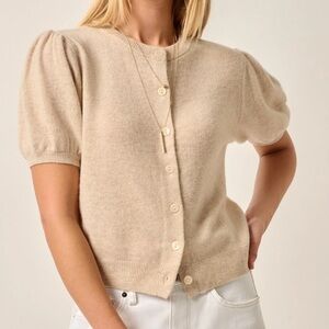 Johnnie-O Lizzie Puff Sleeve Women’s Cardigan Tan/ Cream Size Small